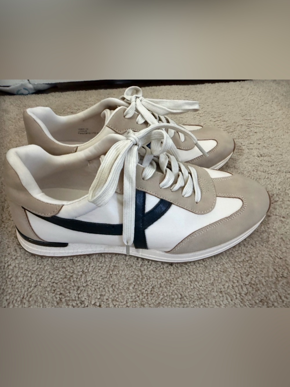 DV by Dolce Vita Beige White and Black Lace-Up Sneakers